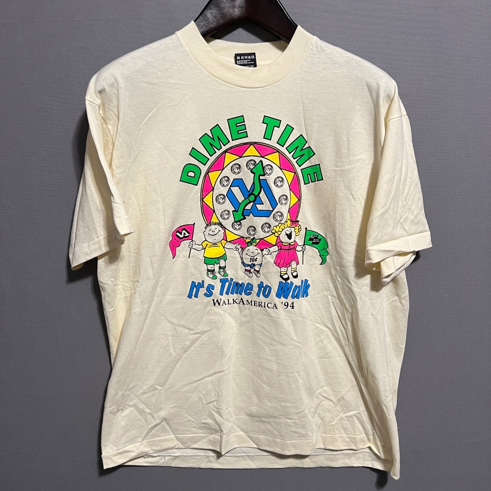 Vintage 1994 WalkAmerica Dime Time TShirt XL Fruit of the Loom Single Stitch USA